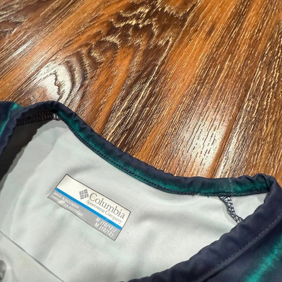 Columbia Girls Size 10 / 12 M PFG Freezer Blue Striped‎ Pocket Shirt Dress Swim - Picture 2 of 7